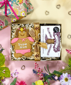 Super Mum Gift Pack featuring an Original Biscuit Bakers Super Mum Biscuit and a Pack of Billington’s Gingerbread