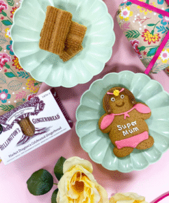 Super Mum Gift Pack featuring an Original Biscuit Bakers Super Mum Biscuit and a Pack of Billington’s Gingerbread