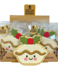 Original Biscuit Bakers Mince Pie hand iced sugar cookie biscuits in shelf dispenser