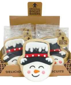 Original Biscuit Bakers hand iced sugar cookie Snowman in Shelf Dispenser