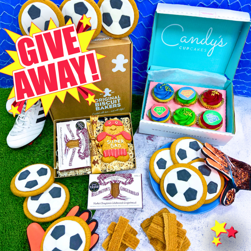 Original Biscuit Bakers x Billington's Gingerbread and Candy's Cupcakes giveaway. Chance to win Father's Day and football themed biscuits and cakes.