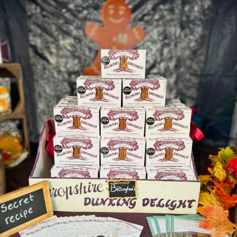 Original Biscuit Bakers showcasing Billington's Heritage Gingerbread at the Ginger & Spice Festival in Market Drayton.
